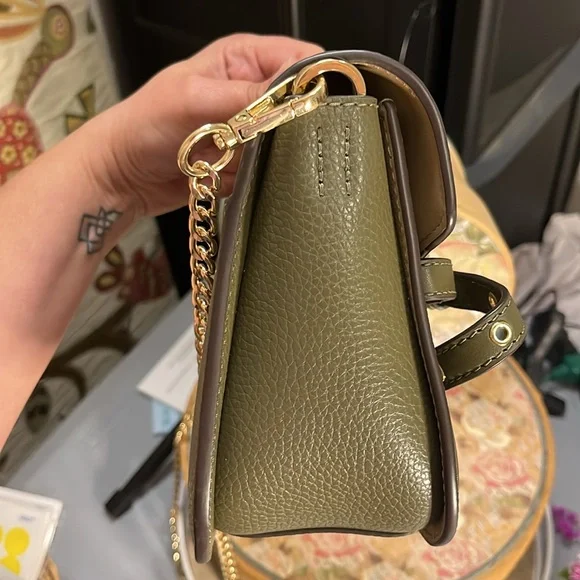 Michael Kors Olive Green Leather Chain Crossbody Bag - Picture 5 of 10